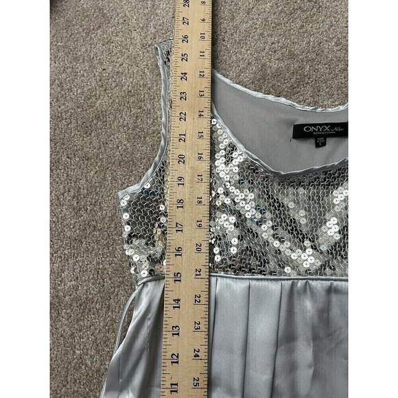 Onyx Nite Top Womens Sequence Silver  Size Large Evening Going‎ Out Concert - Picture 5 of 8
